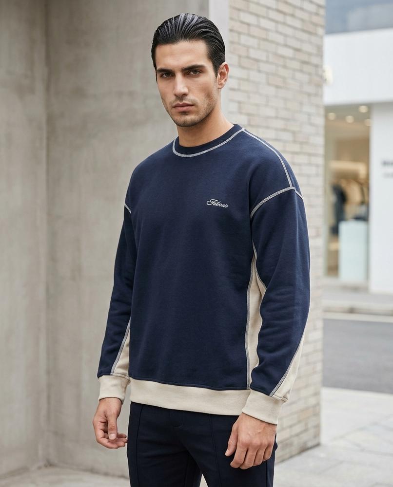 Zumieze - Kakar | Two-Tone Contrast-Stitched Sweatshirt Men
