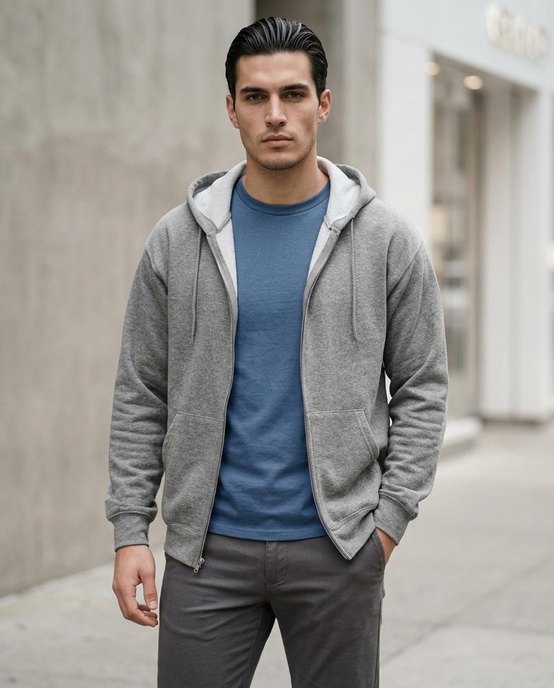 Zumieze - Razan | Zip-Up Slim-Fit Hoodie Men