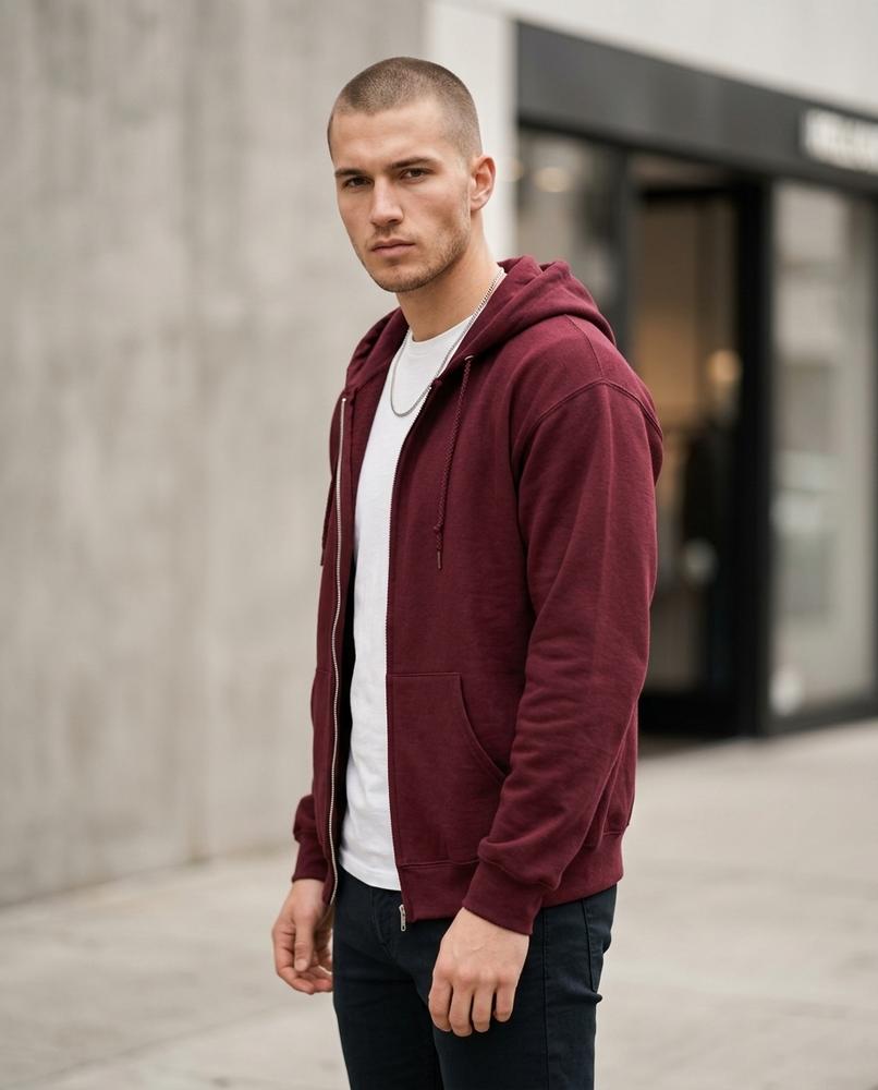Zumieze - Razan | Zip-Up Slim-Fit Hoodie Men