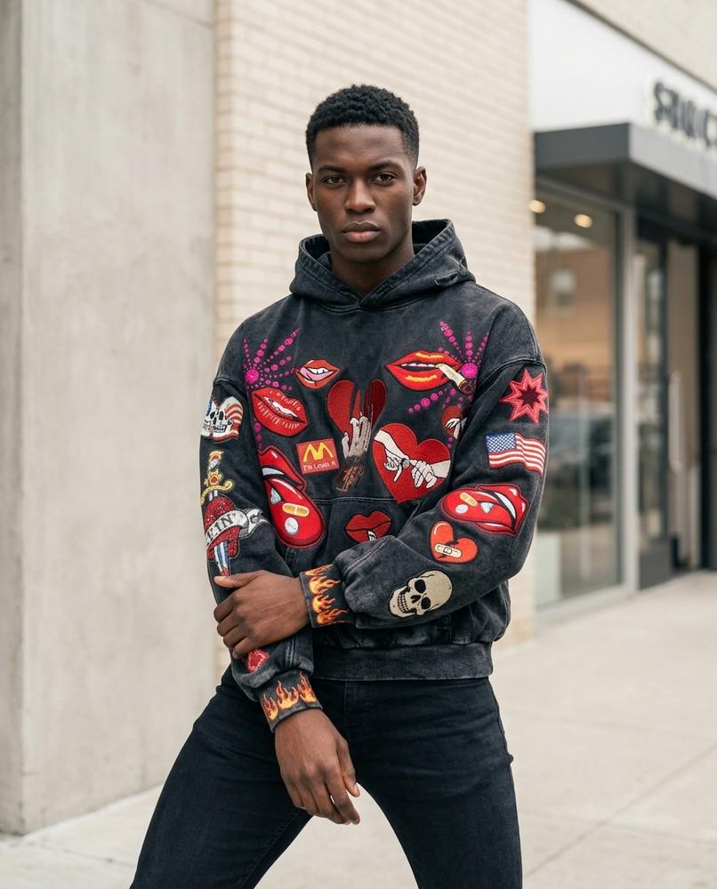 Zumieze - Vasil | Washed Embroidered Hoodie Men