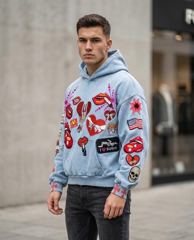Zumieze - Vasil | Washed Embroidered Hoodie Men