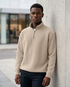 Zumieze - Lomel | Waffle-Knit Zip-Neck Sweater Men