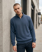 Zumieze - Lomel | Waffle-Knit Zip-Neck Sweater Men
