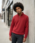 Zumieze - Lomel | Waffle-Knit Zip-Neck Sweater Men