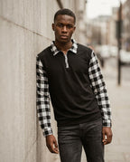 Zumieze - Zalor | Plaid-Sleeve Quarter-Zip Sweater Men