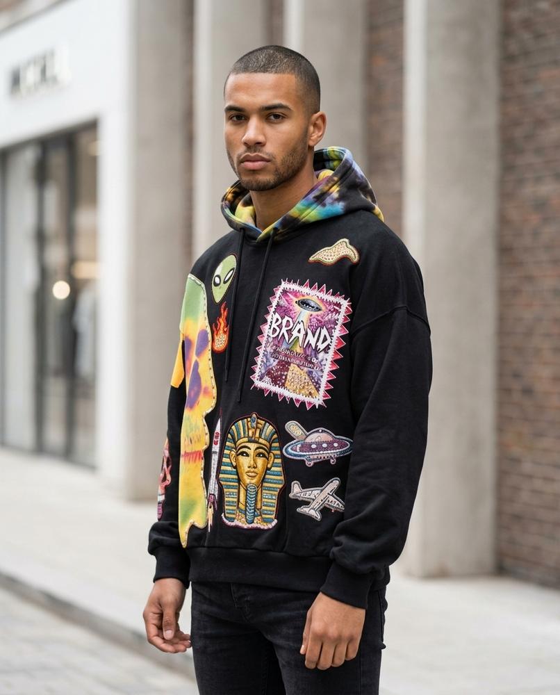 Zumieze - Ravar | Appliquéd Relaxed Fit Hoodie Men
