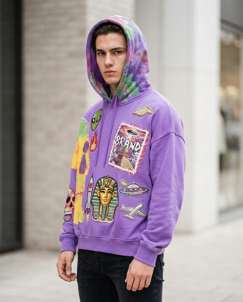 Zumieze - Ravar | Appliquéd Relaxed Fit Hoodie Men