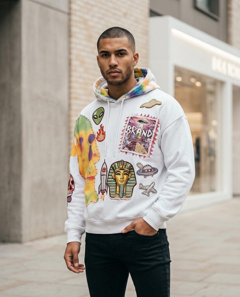 Zumieze - Ravar | Appliquéd Relaxed Fit Hoodie Men