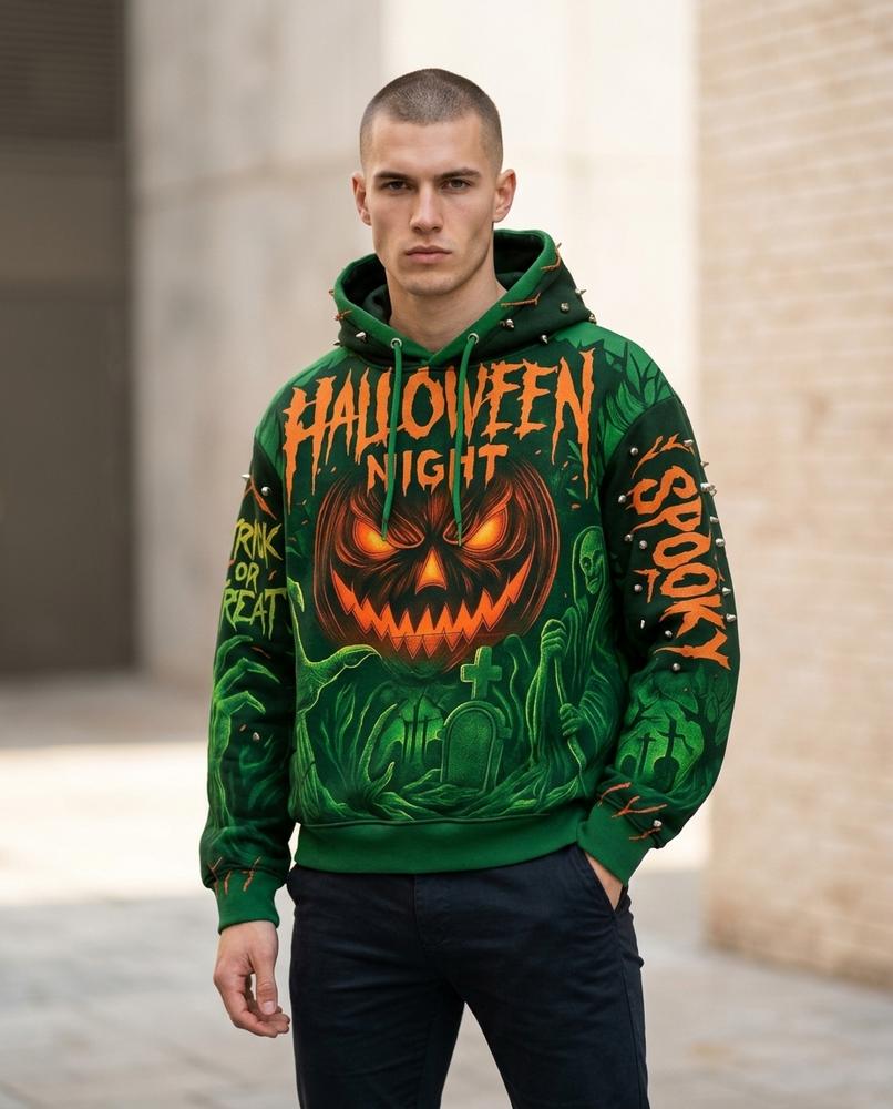 Zumieze - Yoron | Printed Studded Hoodie Men