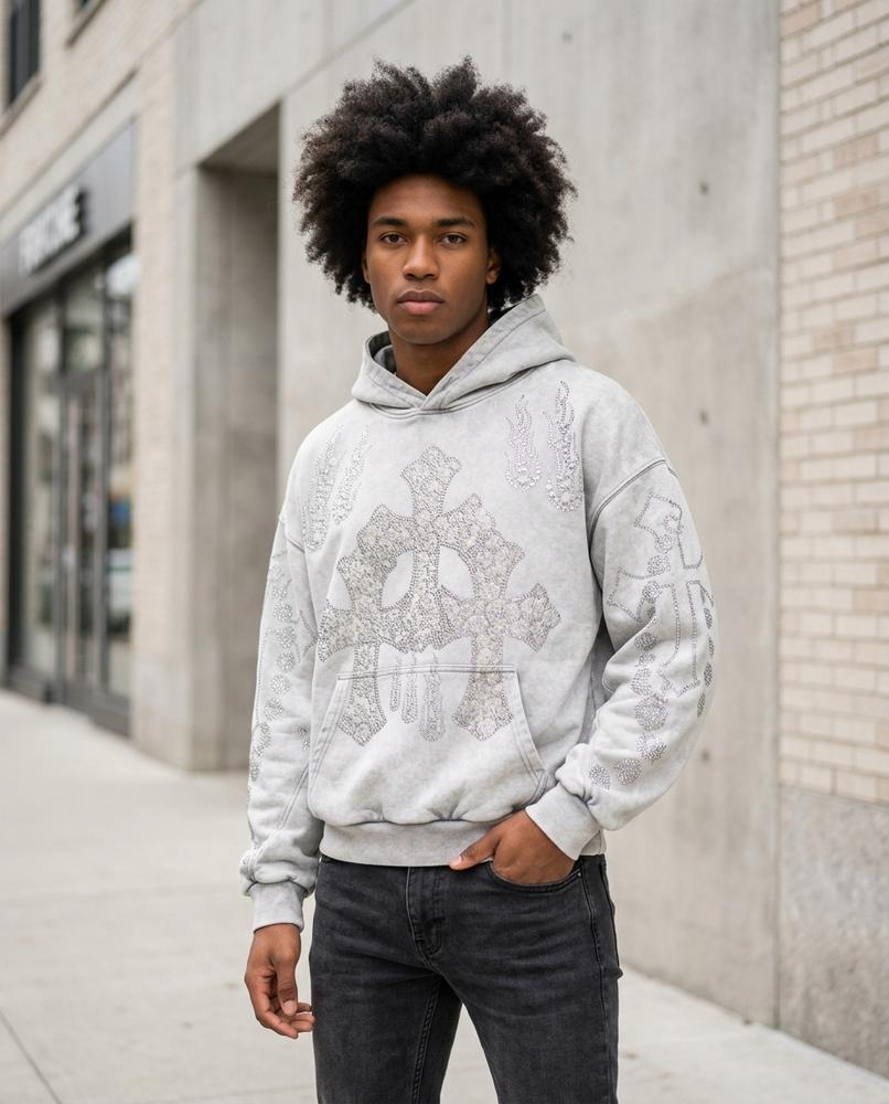 Zumieze - Loral | Washed Embellished Hoodie Unisex