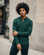 Zumieze - Alnal | Waffle-Knit Band-Collar Shirt Men