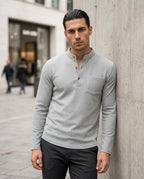 Zumieze - Alnal | Waffle-Knit Band-Collar Shirt Men