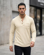 Zumieze - Alnal | Waffle-Knit Band-Collar Shirt Men