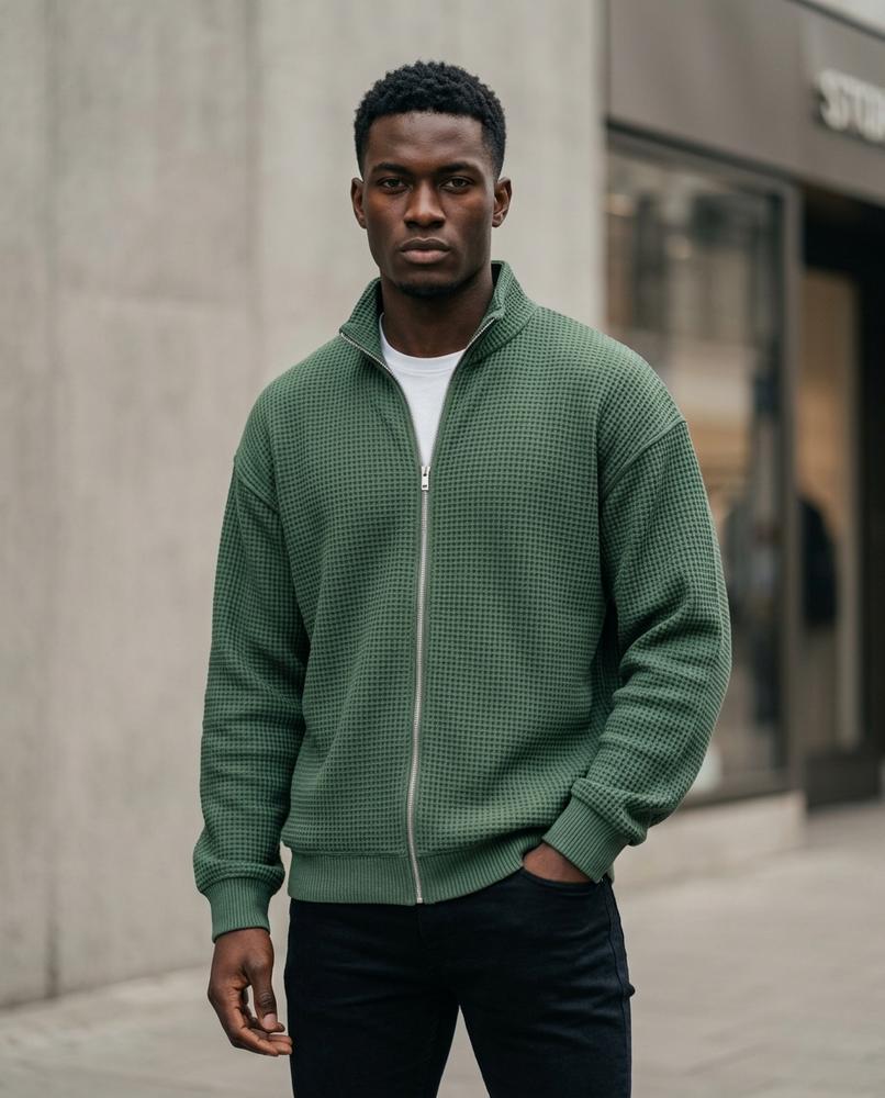 Zumieze - Sedan | Waffle-Knit Zip-Up Jacket Men