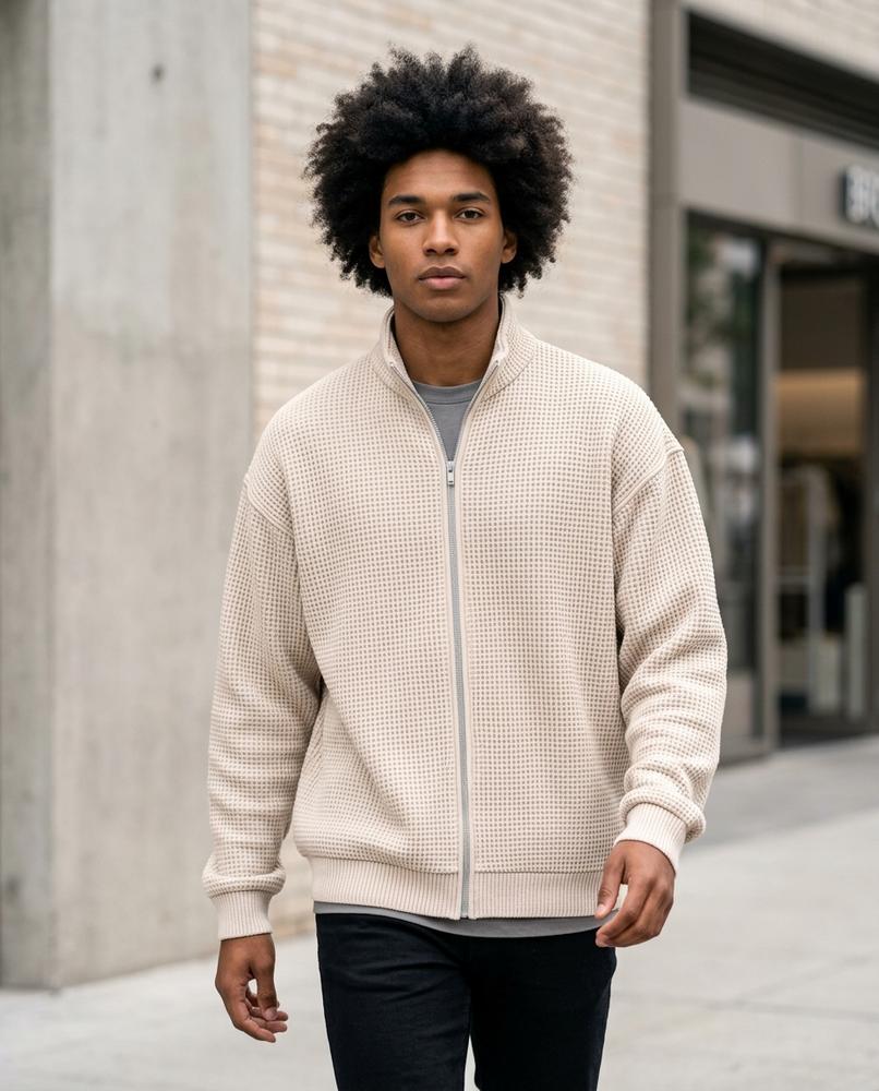 Zumieze - Sedan | Waffle-Knit Zip-Up Jacket Men
