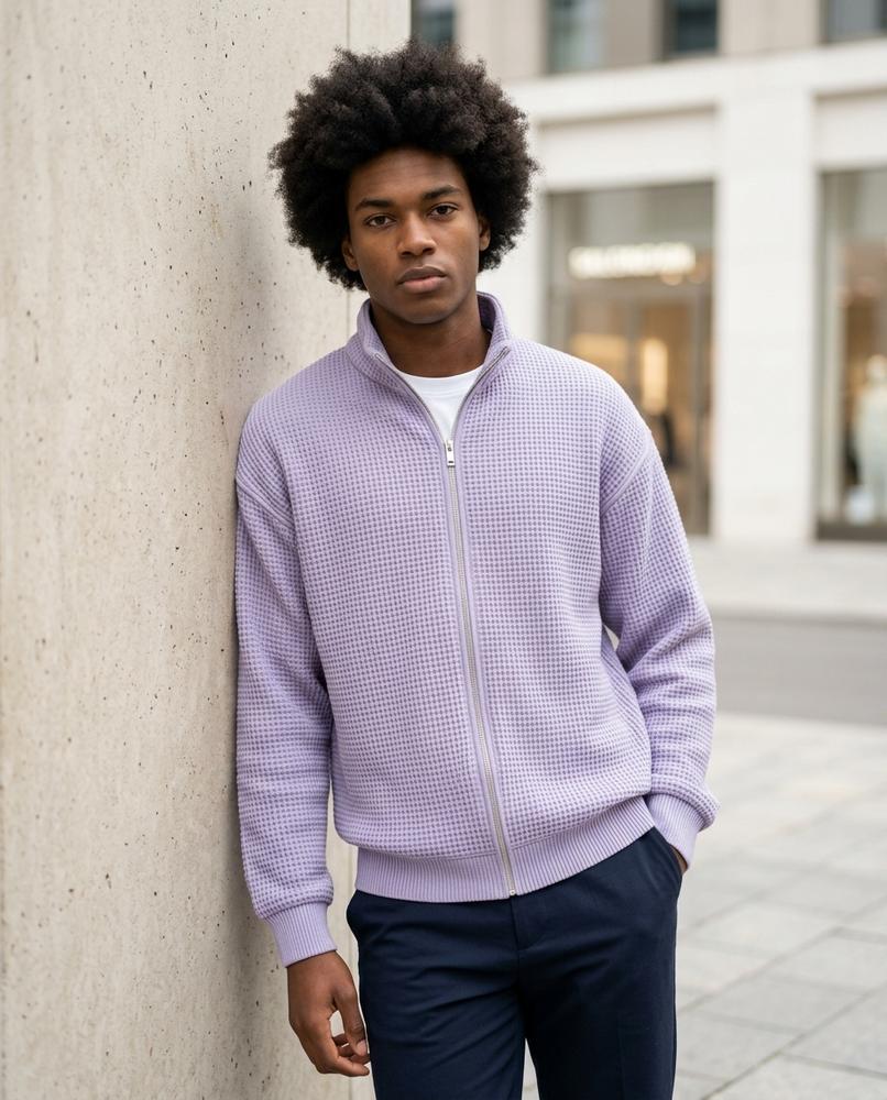 Zumieze - Sedan | Waffle-Knit Zip-Up Jacket Men