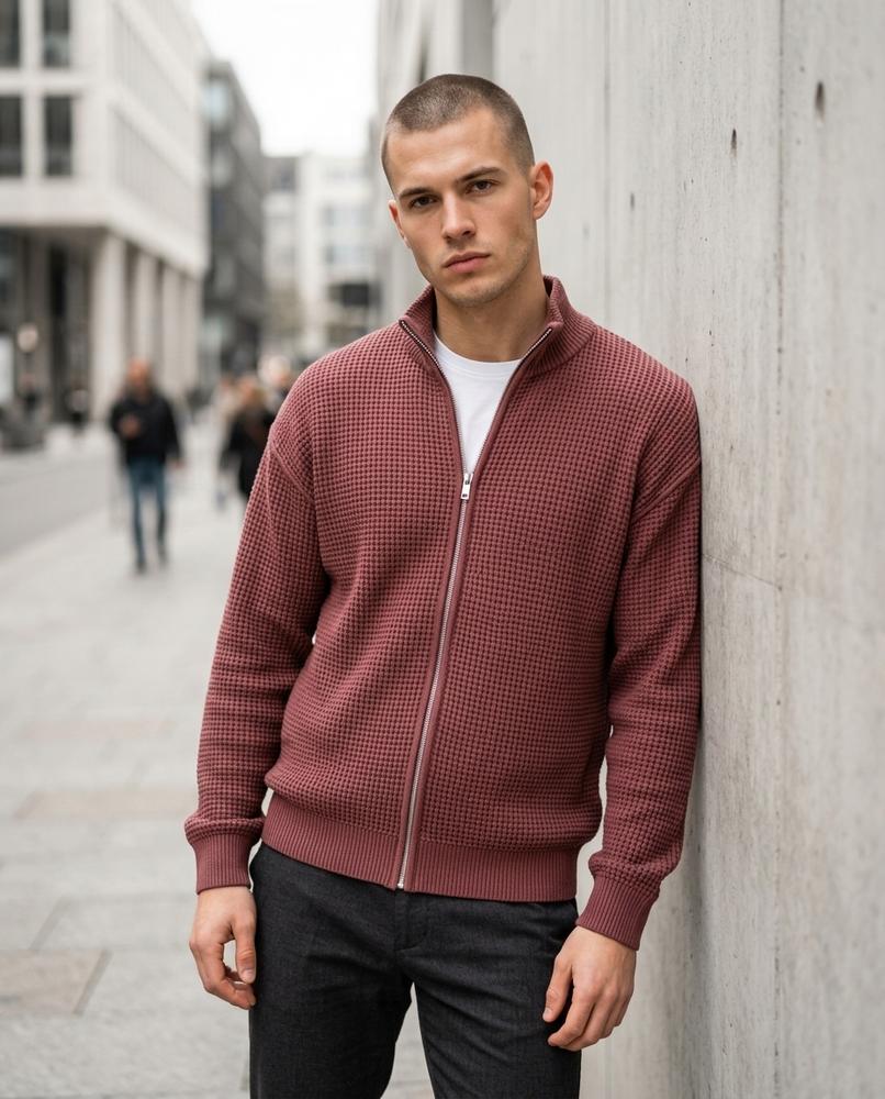 Zumieze - Sedan | Waffle-Knit Zip-Up Jacket Men