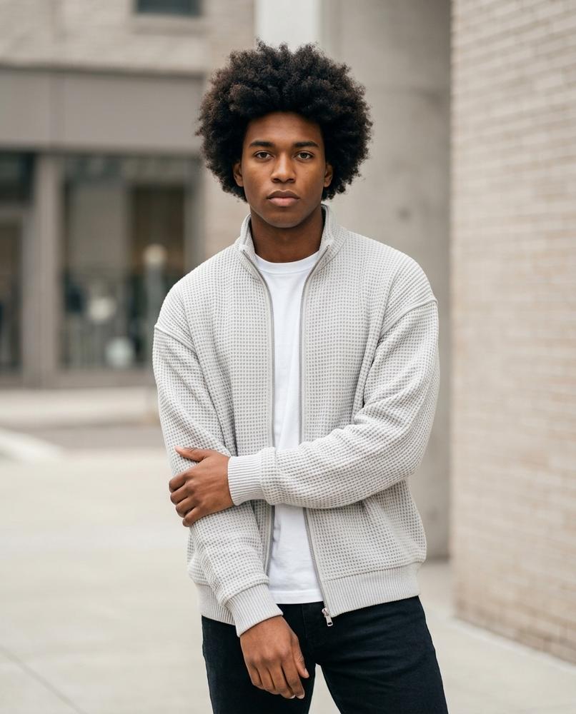 Zumieze - Sedan | Waffle-Knit Zip-Up Jacket Men