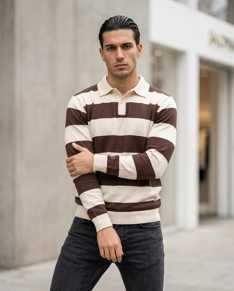 Zumieze - Mamel | Striped Collared Sweater Men
