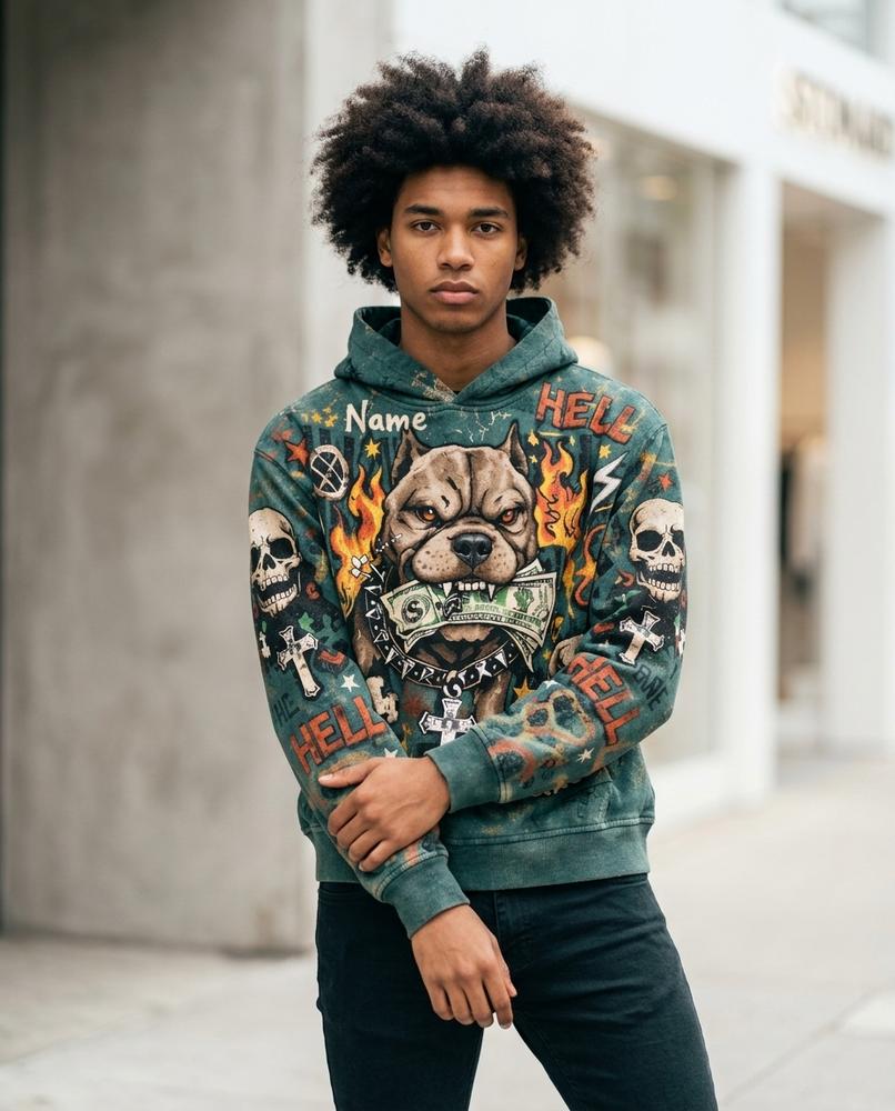 Zumieze - Lodan | Graphic-Print Long-Sleeved Hoodie Men