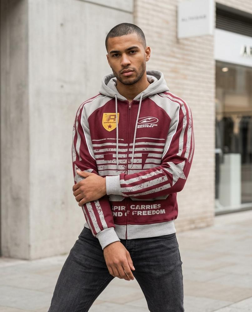 Zumieze - Velin | Zip-Up Printed Hoodie Men