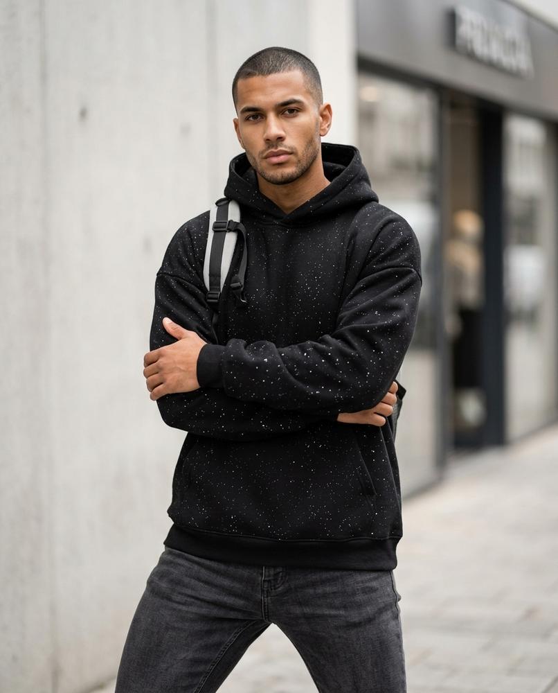 Zumieze - Sakar | Speckled Loose-Fit Hoodie Men