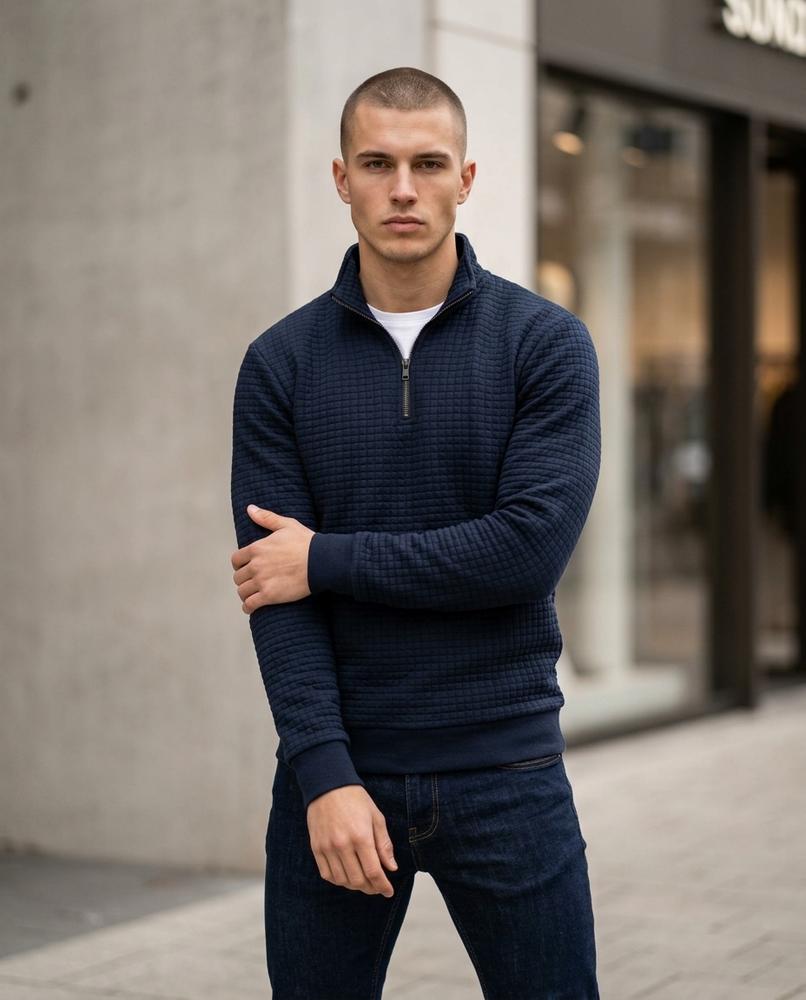 Zumieze - Timir | Textured Quarter-Zip Sweater Men