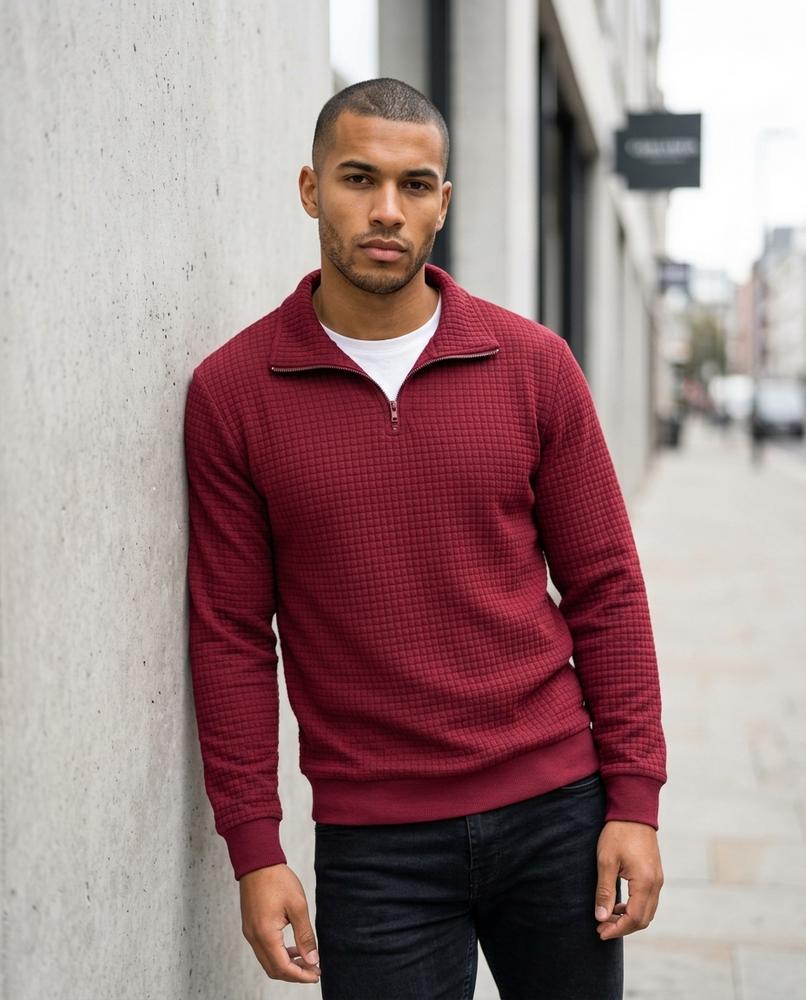 Zumieze - Timir | Textured Quarter-Zip Sweater Men