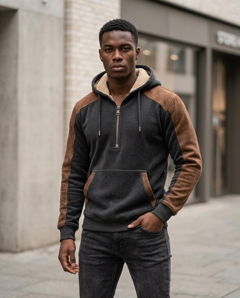 Zumieze - Rolom | Two-Tone Sherpa-Lined Hoodie Men