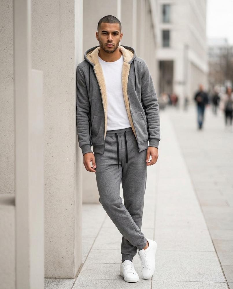 Zumieze - Varel | Sherpa-Lined Zip-Up Hoodie Men