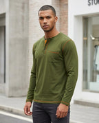 Zumieze - Zaron | Long-Sleeved Contrast-Stitch T-Shirt Men