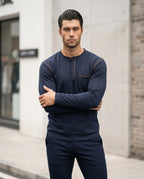 Zumieze - Zaron | Long-Sleeved Contrast-Stitch T-Shirt Men