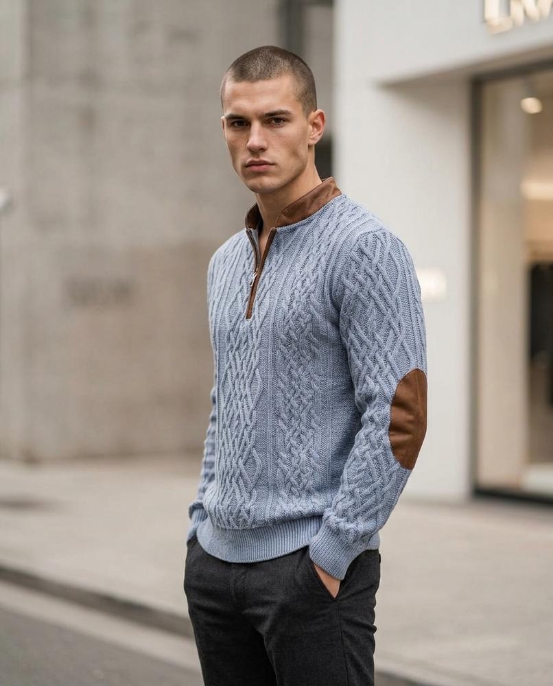 Zumieze - Tizan | Cable-Knit Half-Zip Sweater Men
