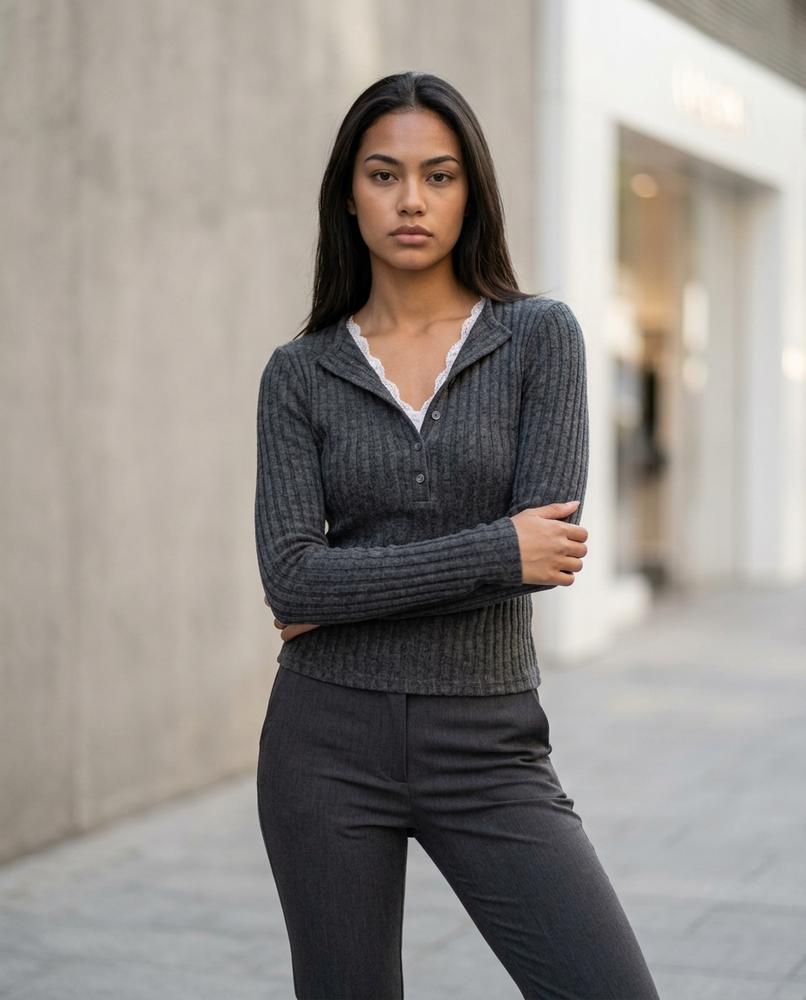 Zumieze - Cavan | Ribbed Buttoned Sweater Women