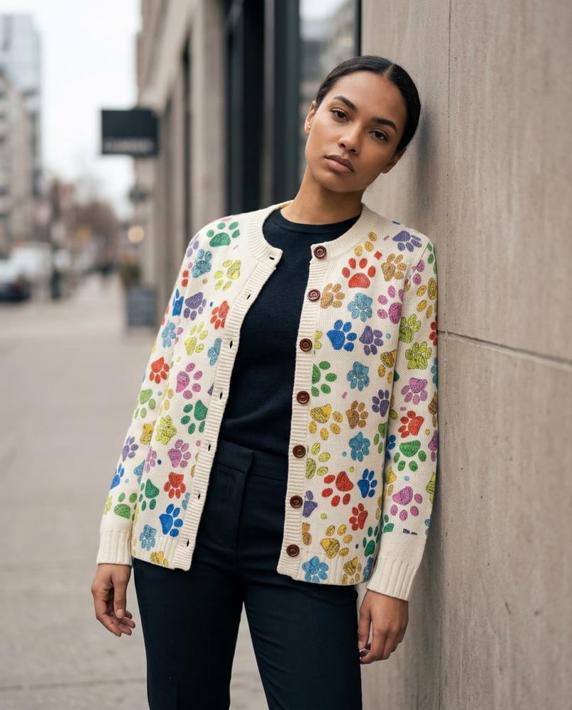 Zumieze - Vemer | Button-Up Printed Knit Cardigan Women
