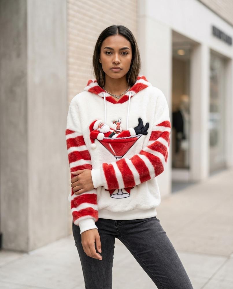 Zumieze - Larev | Plush Striped Hoodie Women