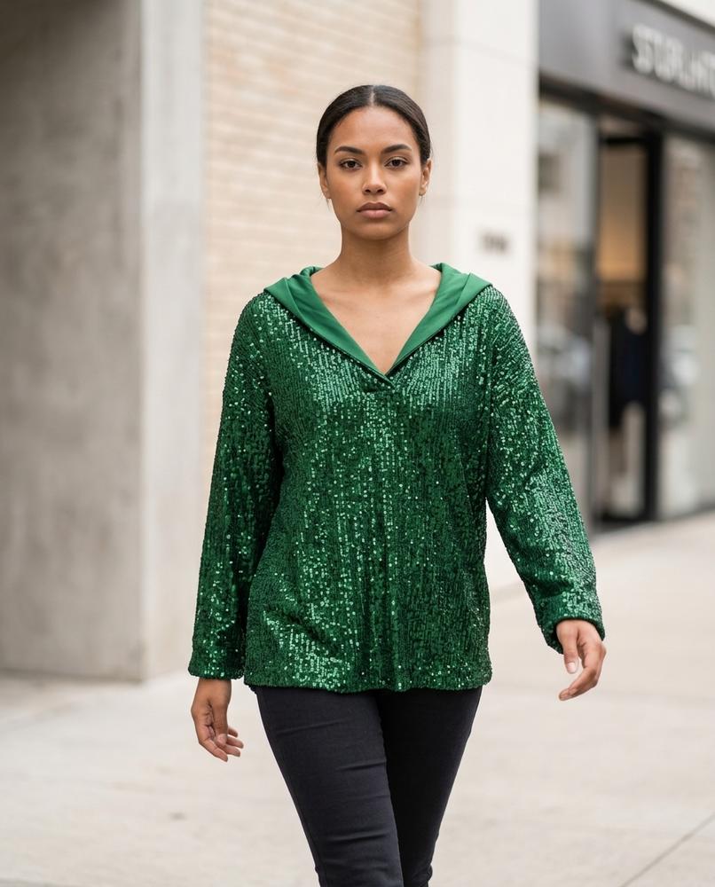 Zumieze - Notal | Sequin-Embellished Relaxed-Fit Hoodie Women