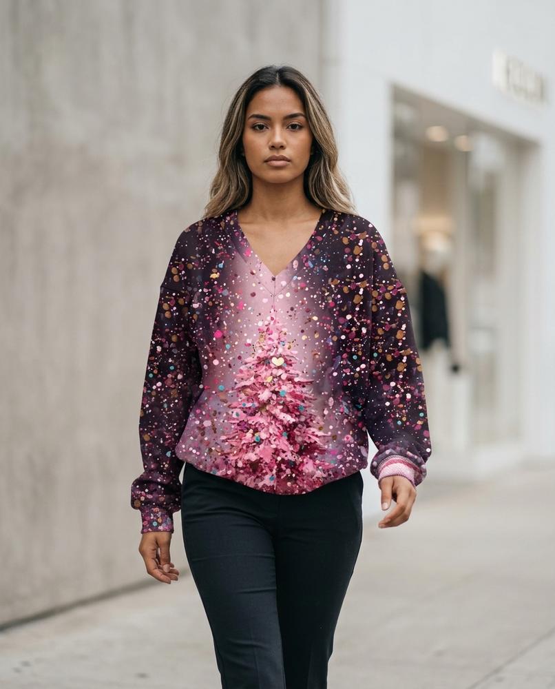 Zumieze - Nitir | Printed V-Neck Sweatshirt Women