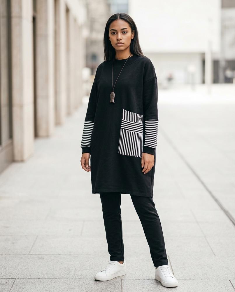 Zumieze - Alven | Loose-Fit Striped-Panel Tunic Women