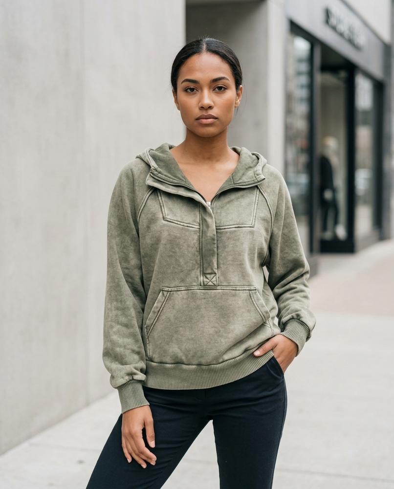 Zumieze - Vever | Washed Half-Zip Hoodie Women