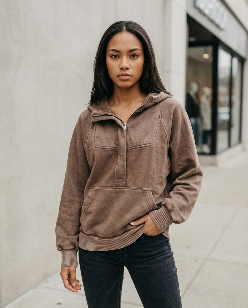 Zumieze - Vever | Washed Half-Zip Hoodie Women