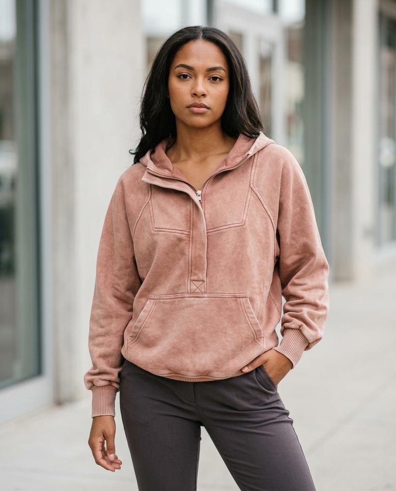 Zumieze - Vever | Washed Half-Zip Hoodie Women