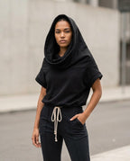 Zumieze - Cokar | Short-Sleeved Cowl-Neck Hoodie Women