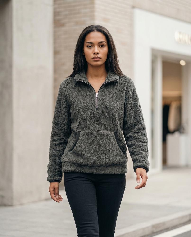 Zumieze - Semar | Textured Half-Zip Sweater Women