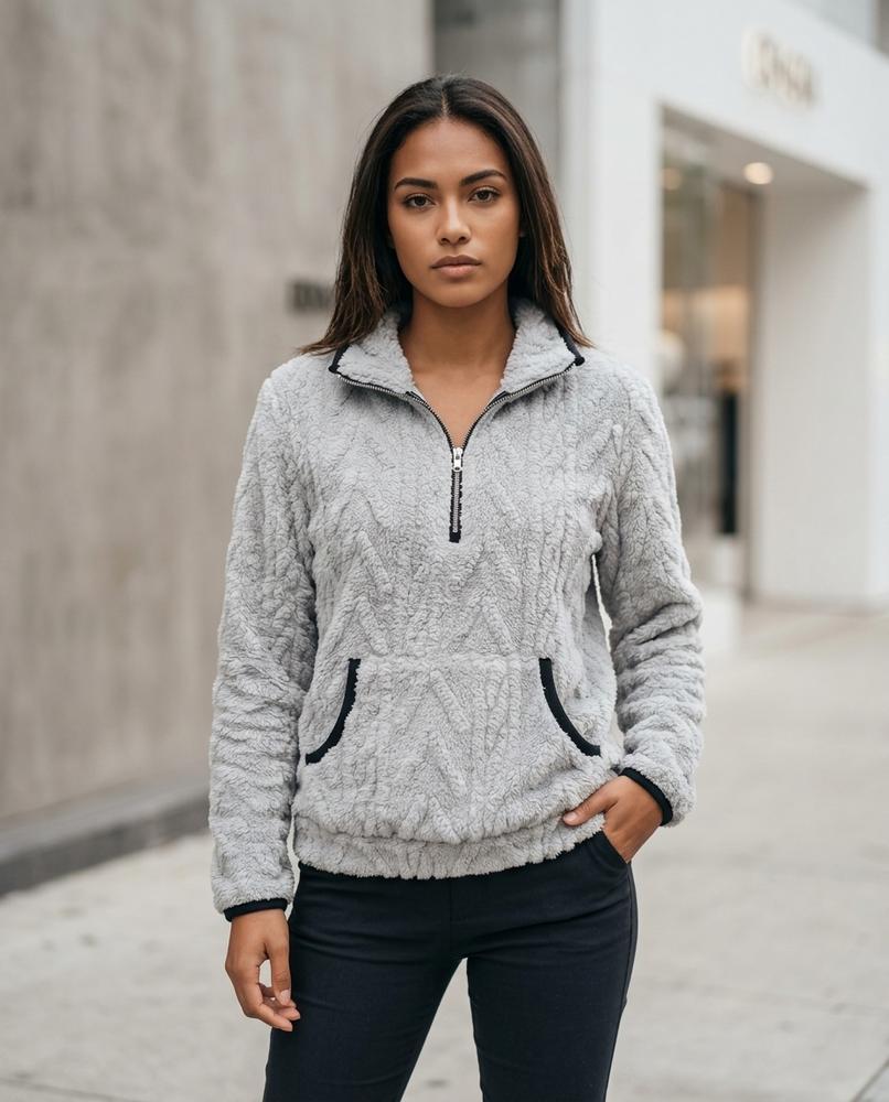 Zumieze - Semar | Textured Half-Zip Sweater Women