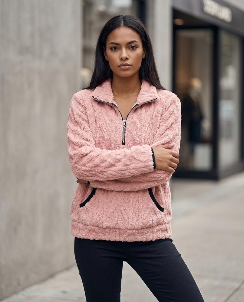 Zumieze - Semar | Textured Half-Zip Sweater Women