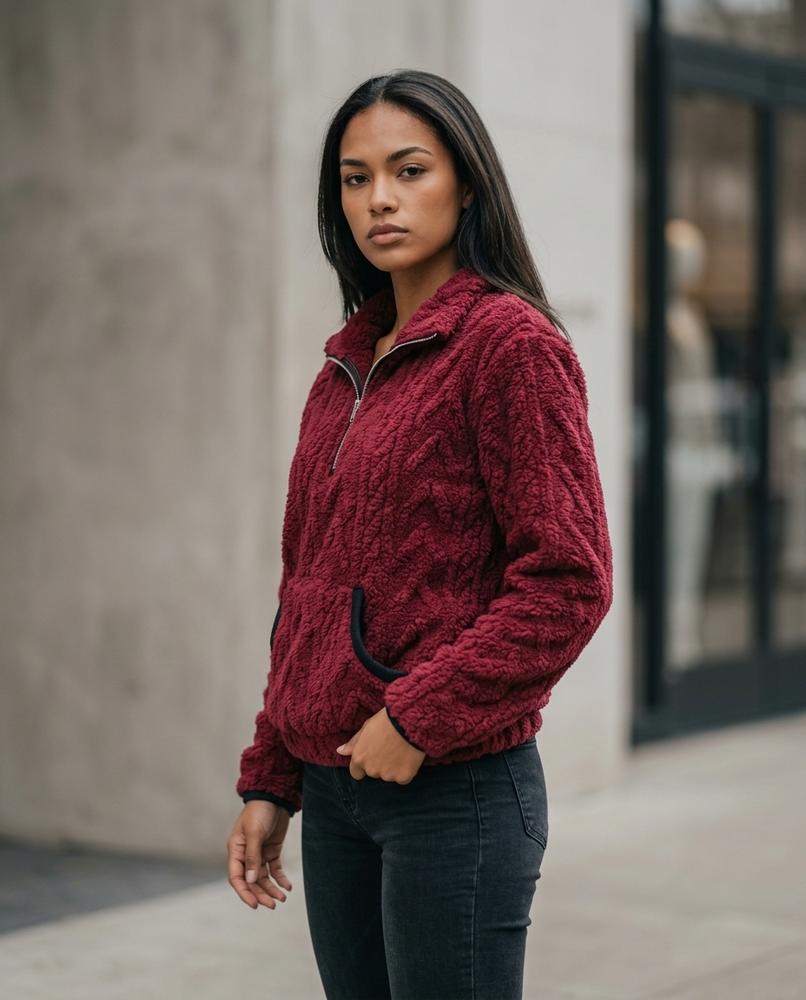 Zumieze - Semar | Textured Half-Zip Sweater Women