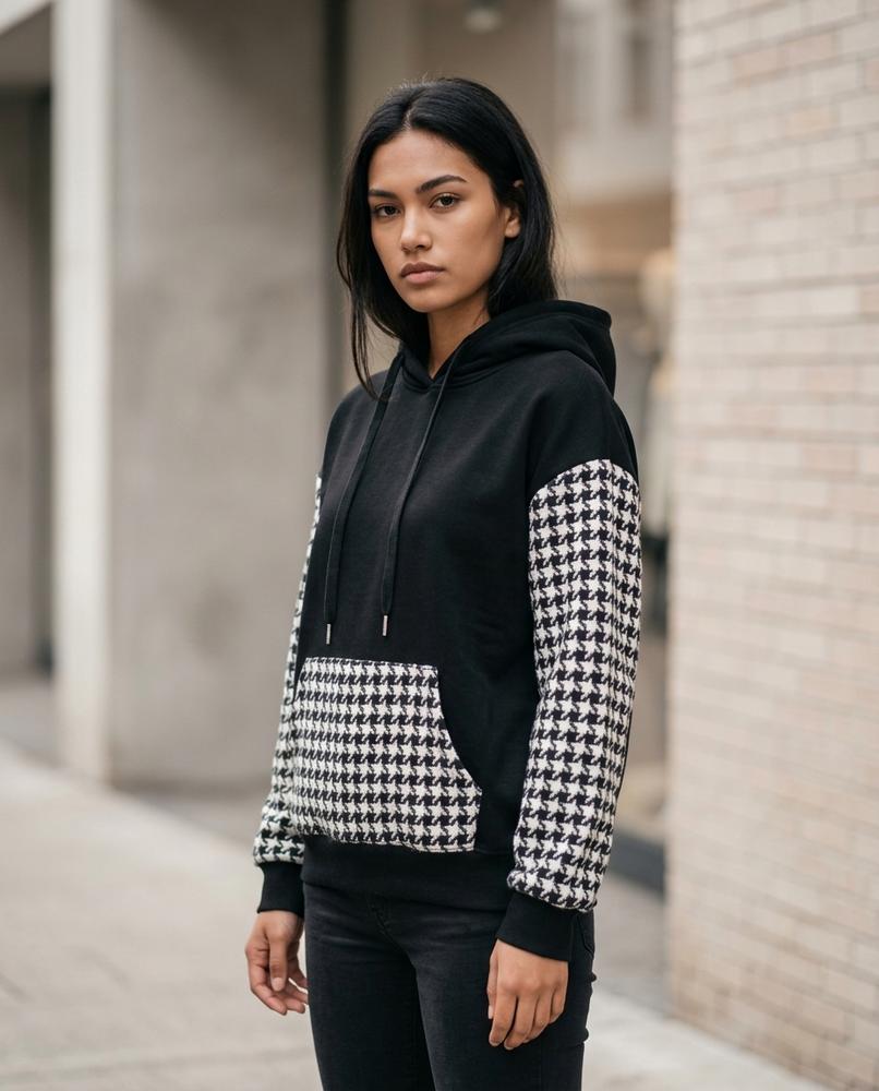 Zumieze - Sadan | Patterned Two-Tone Hoodie Women