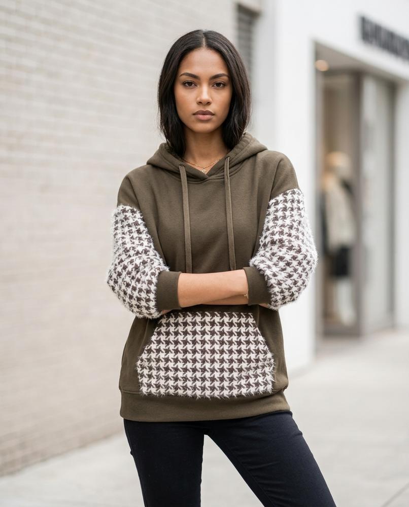 Zumieze - Sadan | Patterned Two-Tone Hoodie Women