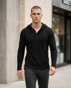Zumieze - Colin | Waffle-Knit Henley-Neck Hoodie Men